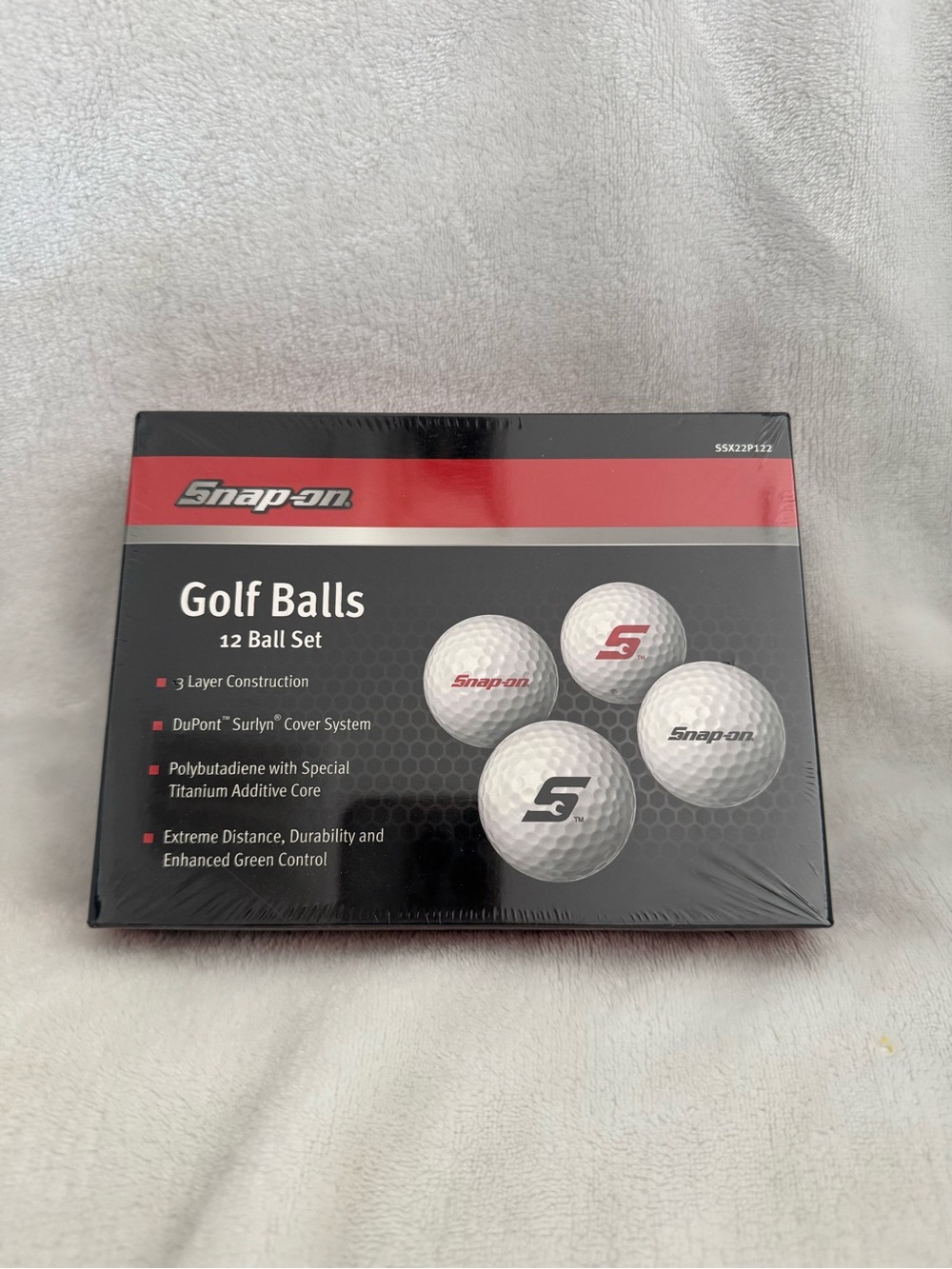 Snap-on Golf Balls 12-Pack - Black, Red, White